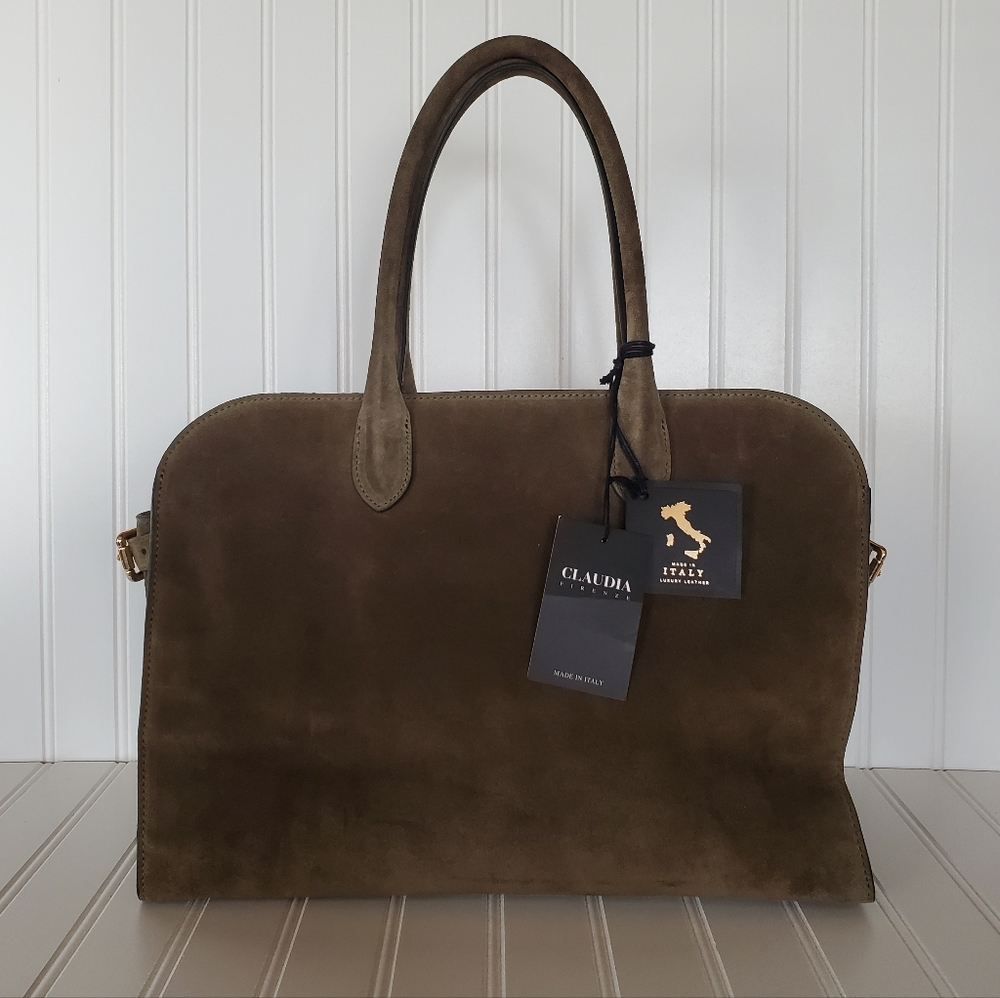 Claudia Firenze Suede Leather Tote Bag NWT - Picture 2 of 7